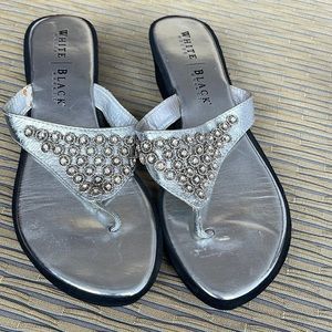 WHBM silver thong sandal